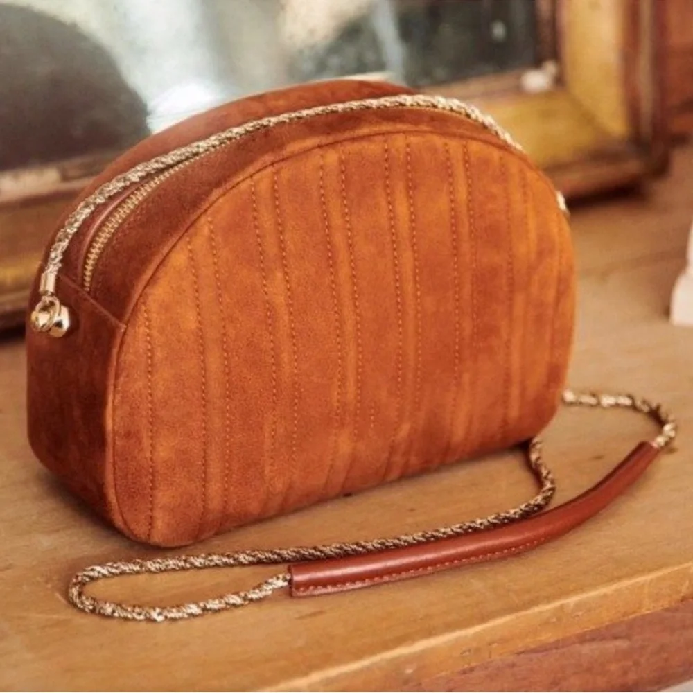 Sezane Dean Bag Quilted Leather Crossbody Noisette Brown NWT - Picture 11 of 11